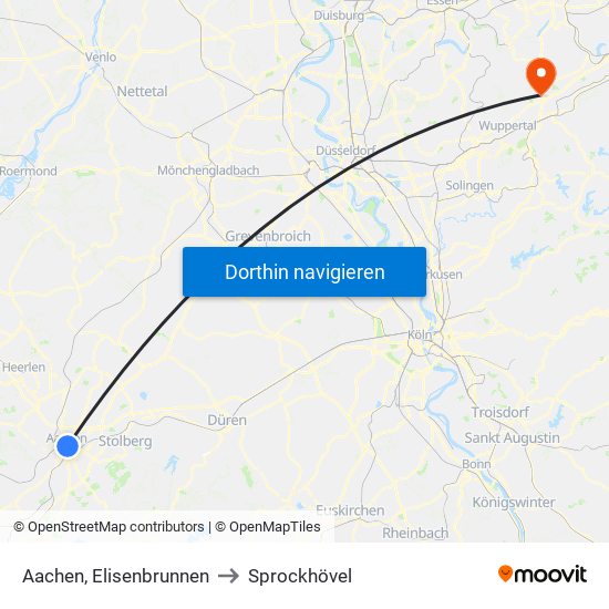 Aachen, Elisenbrunnen to Sprockhövel map