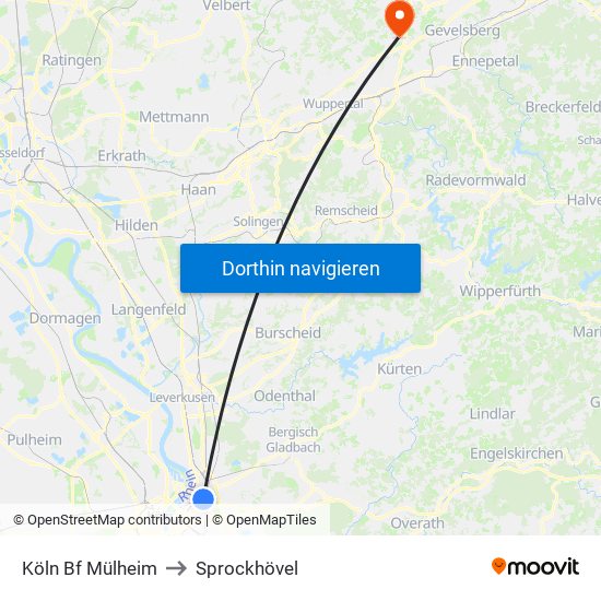 Köln Bf Mülheim to Sprockhövel map