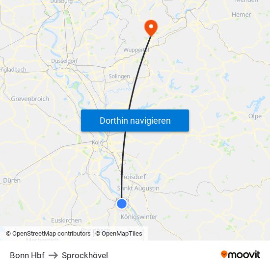 Bonn Hbf to Sprockhövel map