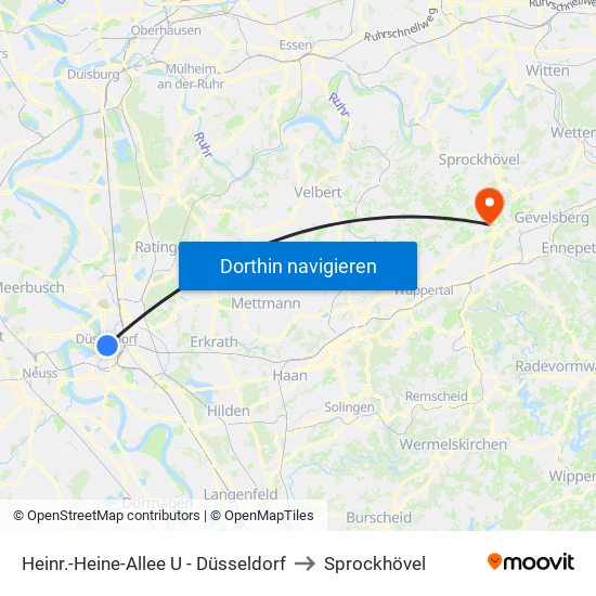 Heinr.-Heine-Allee U - Düsseldorf to Sprockhövel map