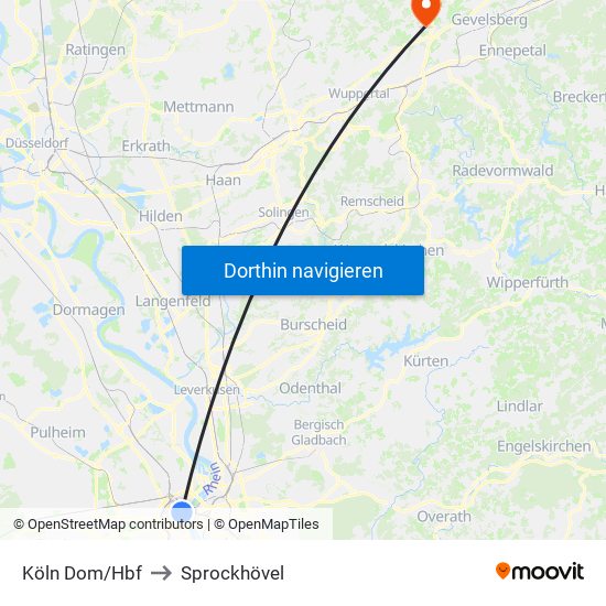Köln Dom/Hbf to Sprockhövel map