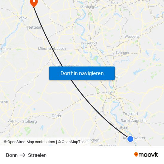 Bonn to Straelen map