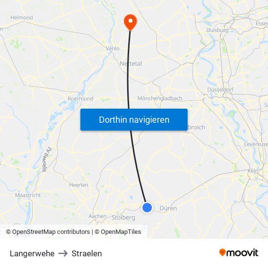 Langerwehe to Straelen map