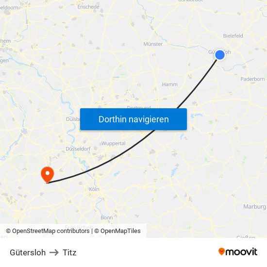 Gütersloh to Titz map