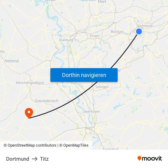 Dortmund to Titz map