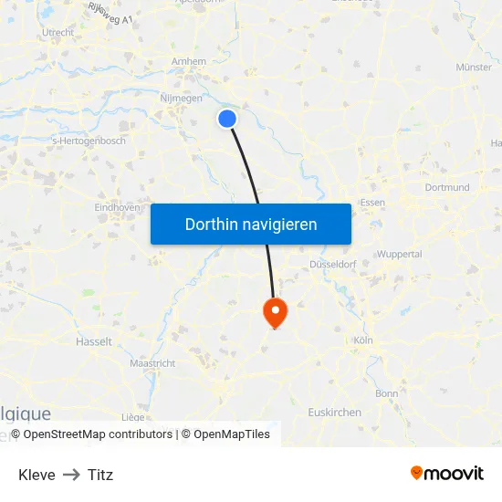 Kleve to Titz map