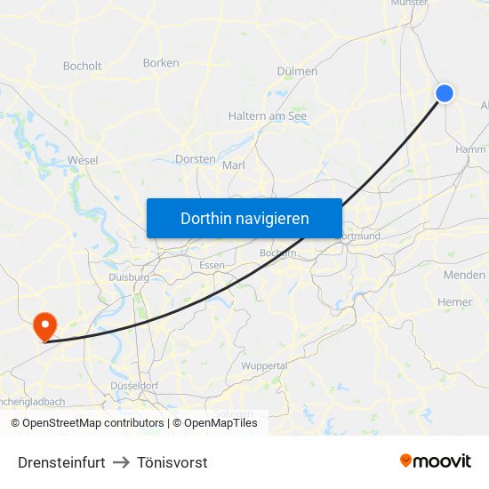 Drensteinfurt to Tönisvorst map