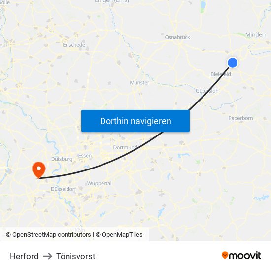 Herford to Tönisvorst map