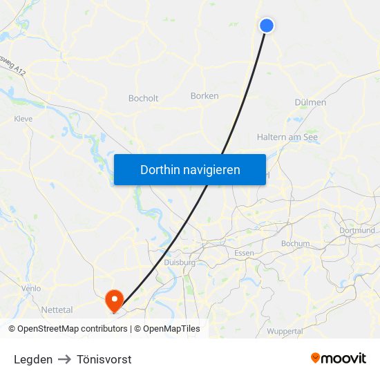 Legden to Tönisvorst map