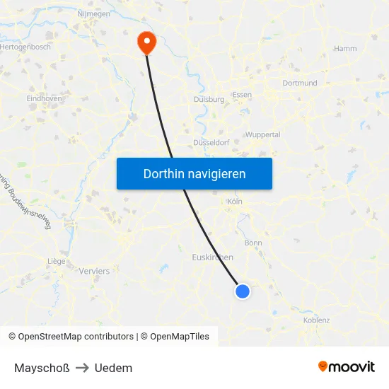 Mayschoß to Uedem map