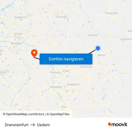 Drensteinfurt to Uedem map