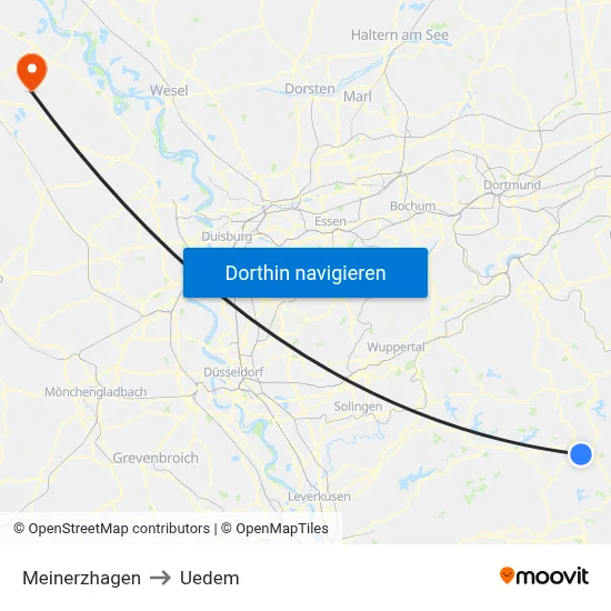 Meinerzhagen to Uedem map