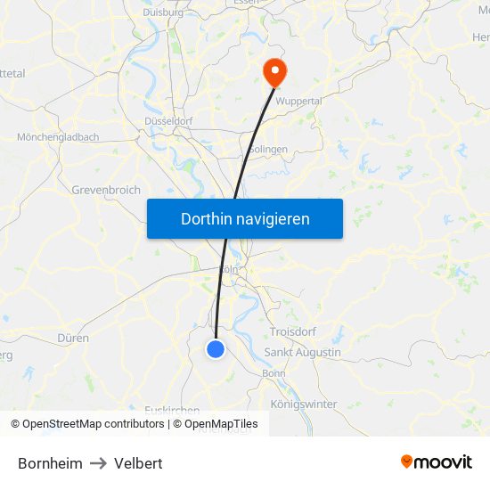 Bornheim to Velbert map