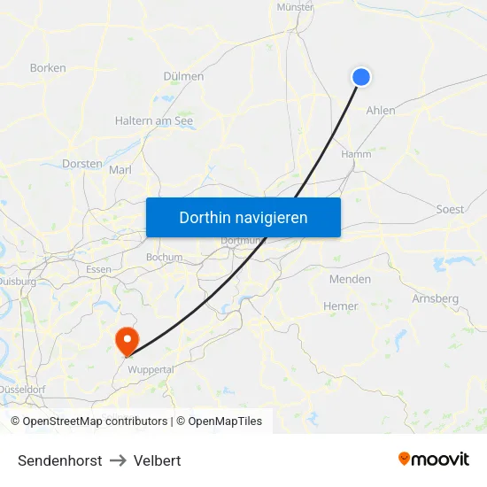 Sendenhorst to Velbert map