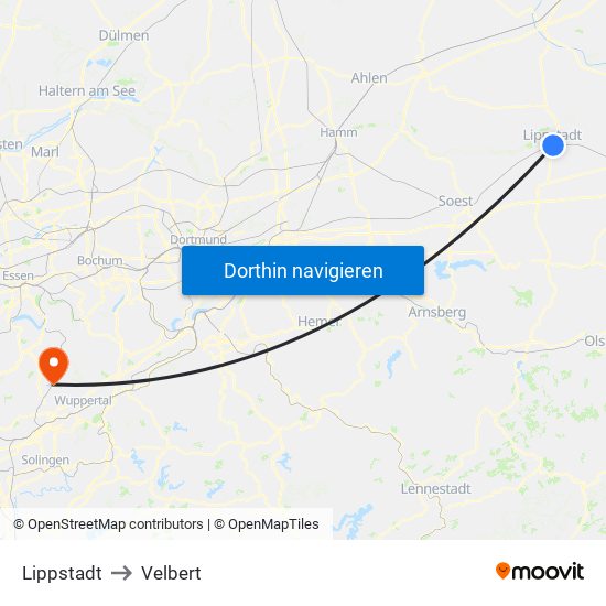 Lippstadt to Velbert map