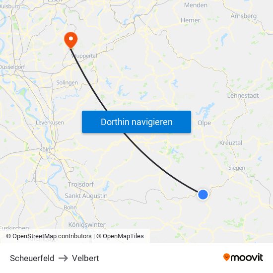 Scheuerfeld to Velbert map