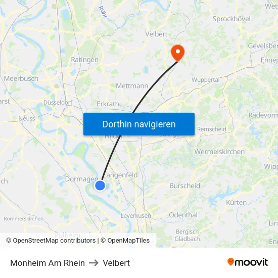 Monheim Am Rhein to Velbert map