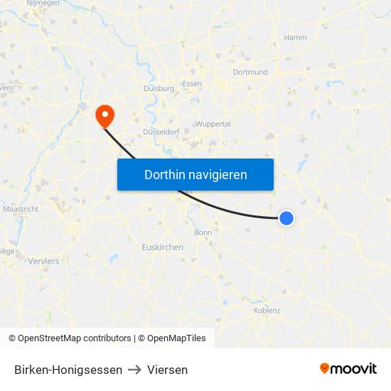 Birken-Honigsessen to Viersen map