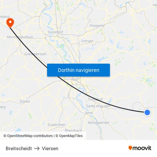 Breitscheidt to Viersen map