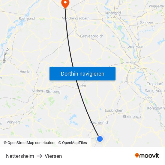 Nettersheim to Viersen map