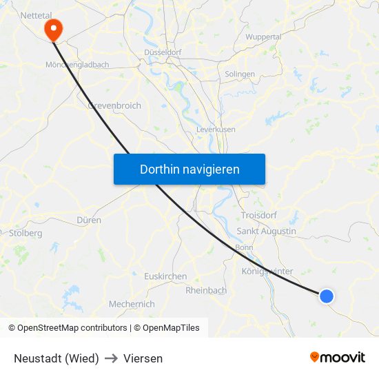 Neustadt (Wied) to Viersen map