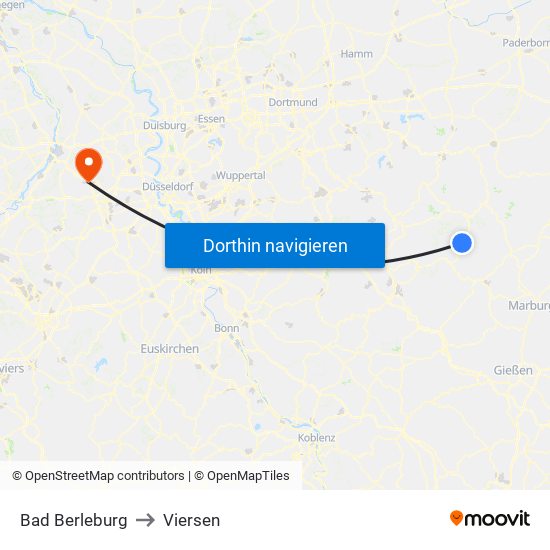 Bad Berleburg to Viersen map