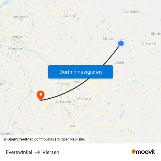 Everswinkel to Viersen map