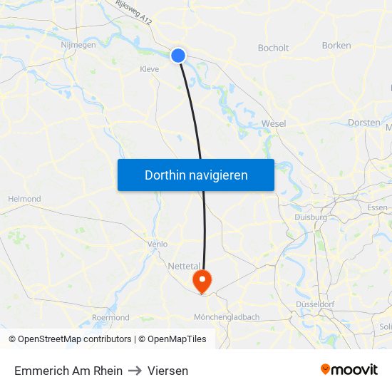 Emmerich Am Rhein to Viersen map