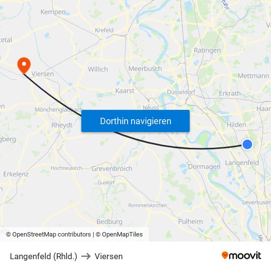 Langenfeld (Rhld.) to Viersen map