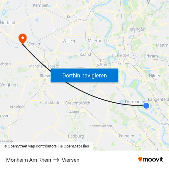 Monheim Am Rhein to Viersen map