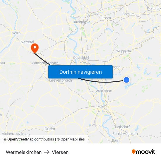 Wermelskirchen to Viersen map