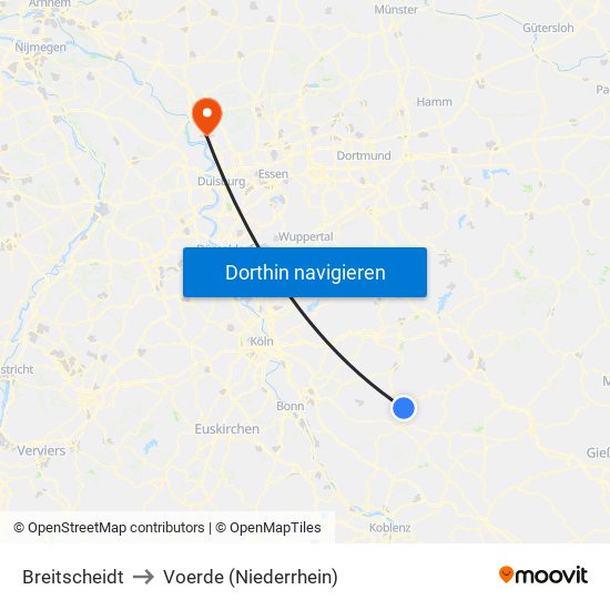 Breitscheidt to Voerde (Niederrhein) map