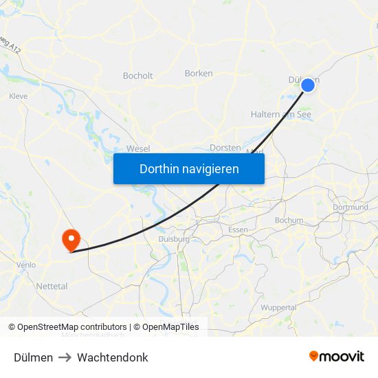 Dülmen to Wachtendonk map