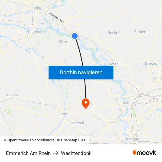 Emmerich Am Rhein to Wachtendonk map