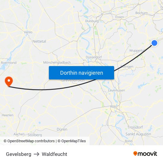 Gevelsberg to Waldfeucht map