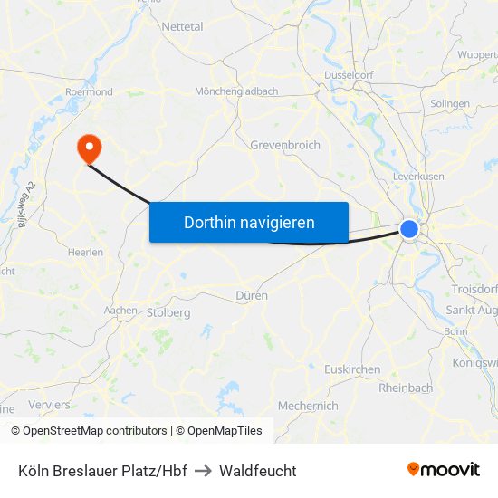 Köln Breslauer Platz/Hbf to Waldfeucht map