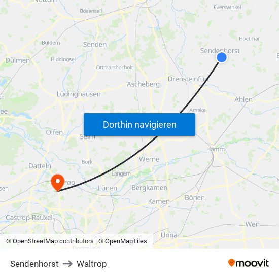 Sendenhorst to Waltrop map