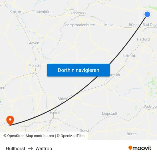 Hüllhorst to Waltrop map