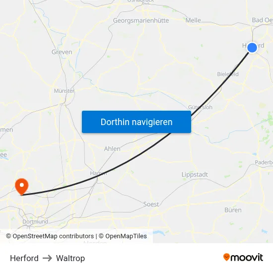 Herford to Waltrop map