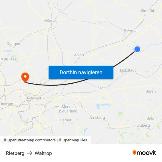 Rietberg to Waltrop map