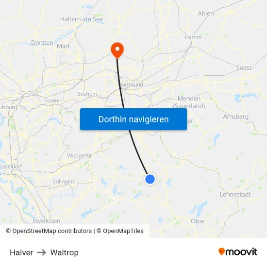 Halver to Waltrop map