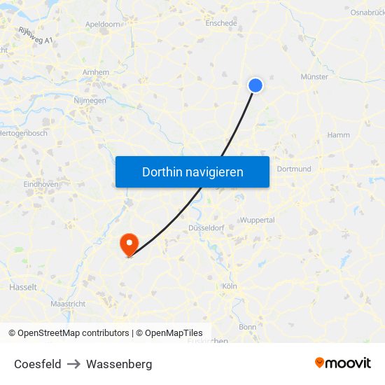 Coesfeld to Wassenberg map