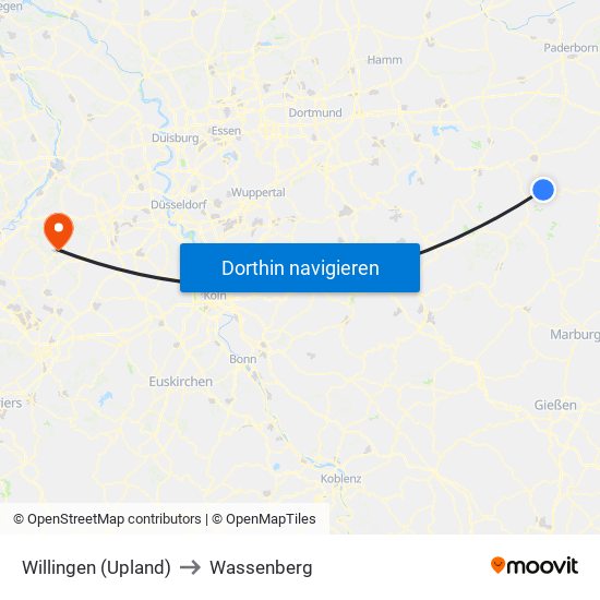 Willingen (Upland) to Wassenberg map