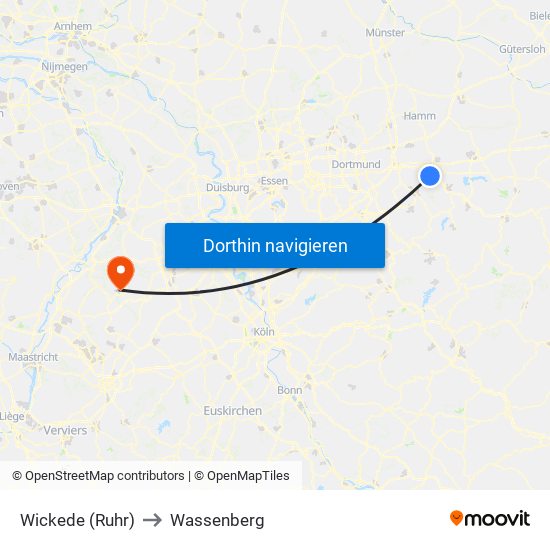 Wickede (Ruhr) to Wassenberg map