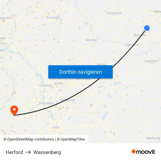 Herford to Wassenberg map