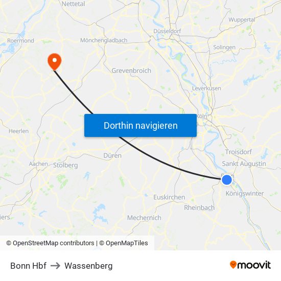 Bonn Hbf to Wassenberg map