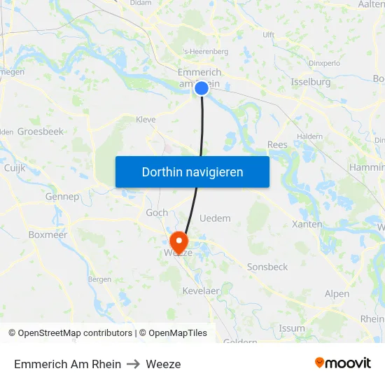 Emmerich Am Rhein to Weeze map