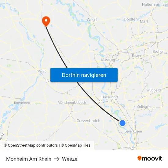 Monheim Am Rhein to Weeze map