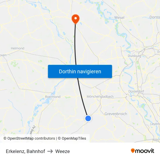 Erkelenz, Bahnhof to Weeze map