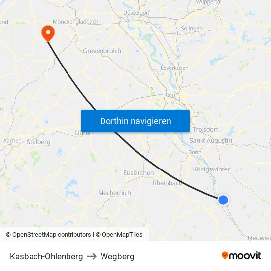 Kasbach-Ohlenberg to Wegberg map